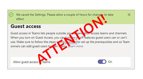 Configuration Change in Guest access for Microsoft Teams